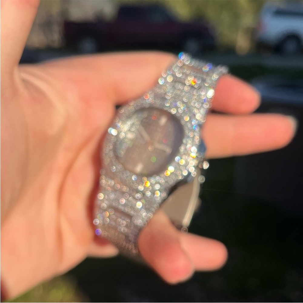 VVS Bustdown Simulated Diamond Stainless Steel Iced Out Luxury Hip Hop Watch - Picture 4 of 9